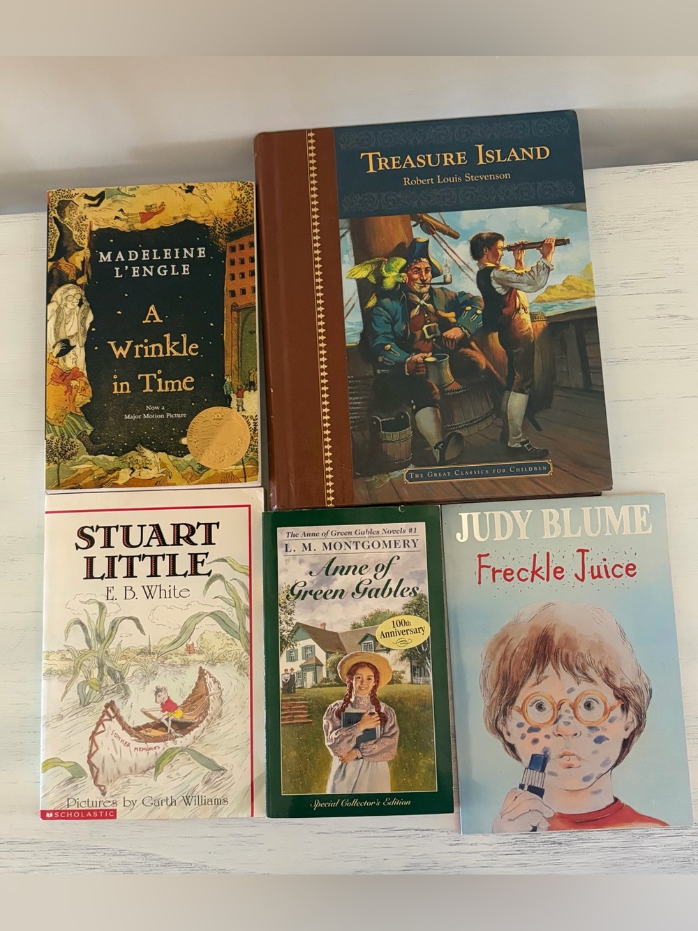 Classic Children Book Lot Anne of Green Gables Treasure Island A Wrinkle in Time